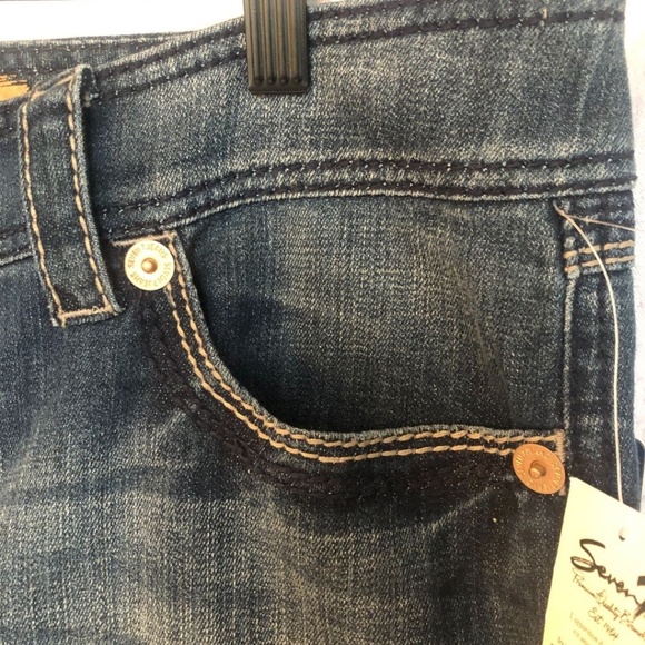 Seven7 Women’s Dark Wash Stretch Mid Rise Boot Cut Jeans Sz 13/31 NWT - Picture 2 of 16